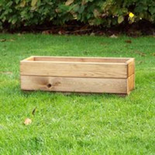 Wooden Trough Redwood Low Outdoor Flower Bed Planter 51cm - Brown - One Size