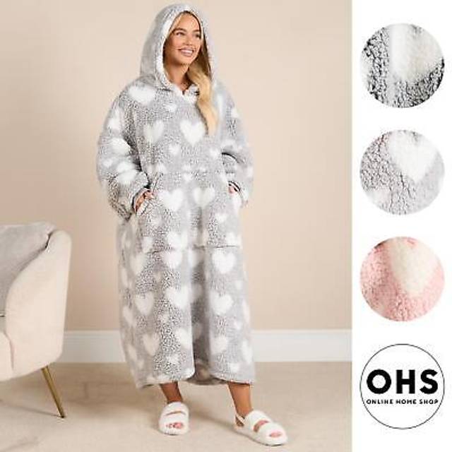 Heart hoodie blanket extra long giant oversized wearable soft plush warm throw