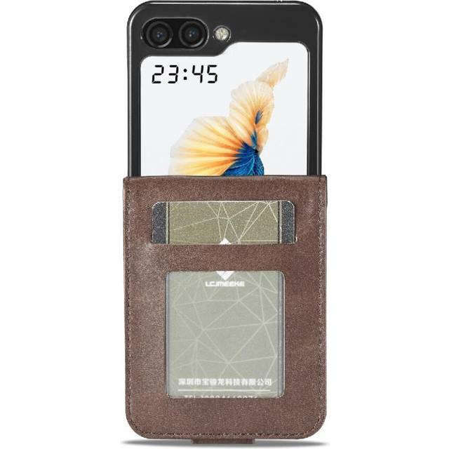 (Brown) Case For Samsung Galaxy Z Flip 5 With Holder Card Slots Wallet Calf Texture Horizontal Flip Leather Case