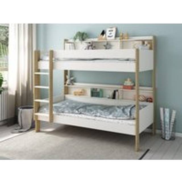Noomi Bodie Single White and Oak Pine Storage Bunk Bed - Noomi Beds