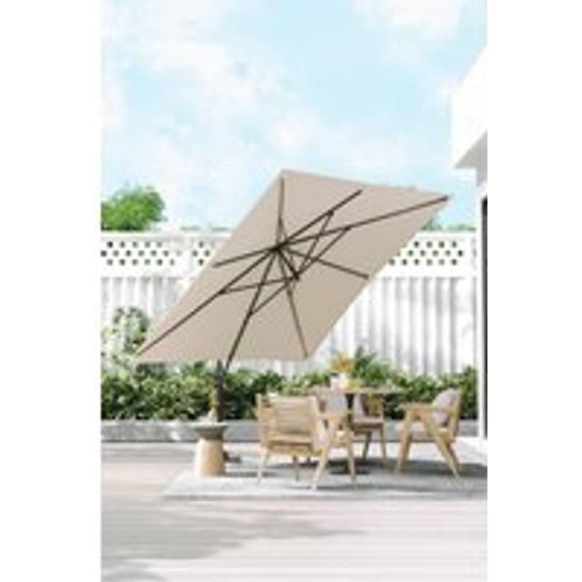 3m x 3m Beige Square Rotating Outdoor Cantilever Parasol - One Size