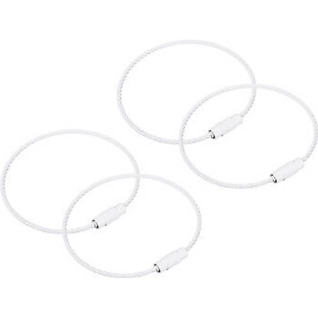 4pack cable key rings, 6-inch(155mm) wire keychain twist loops, white