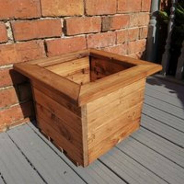 Samuel Alexander - Hand Made 41cm x 41cm Chunky Rustic Wooden Garden Small Square Planter