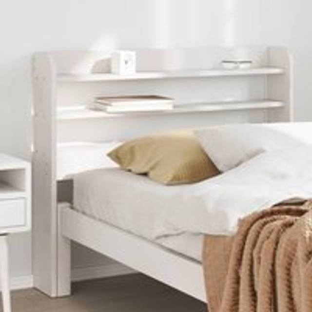 Headboard with Shelves White 75 cm Solid Wood Pine - One Size