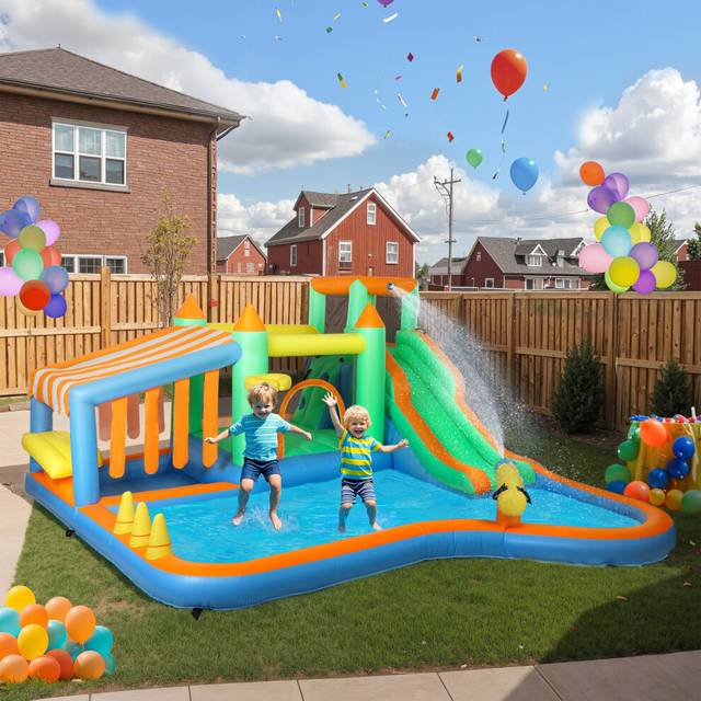 AIYAPLAY Inflatable Bouncy Castle with 680W Blower for Kids, 416x370x195 cm