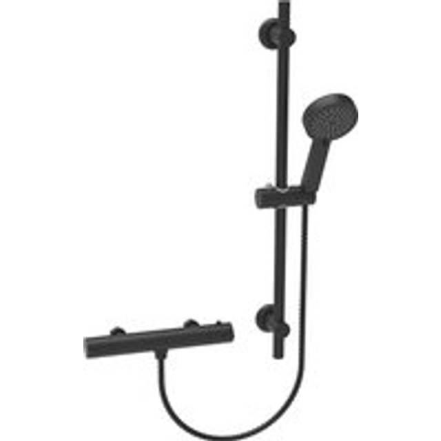 Nes Home Round Thermostatic Mixer With Slider Rail & Handset Matte Black