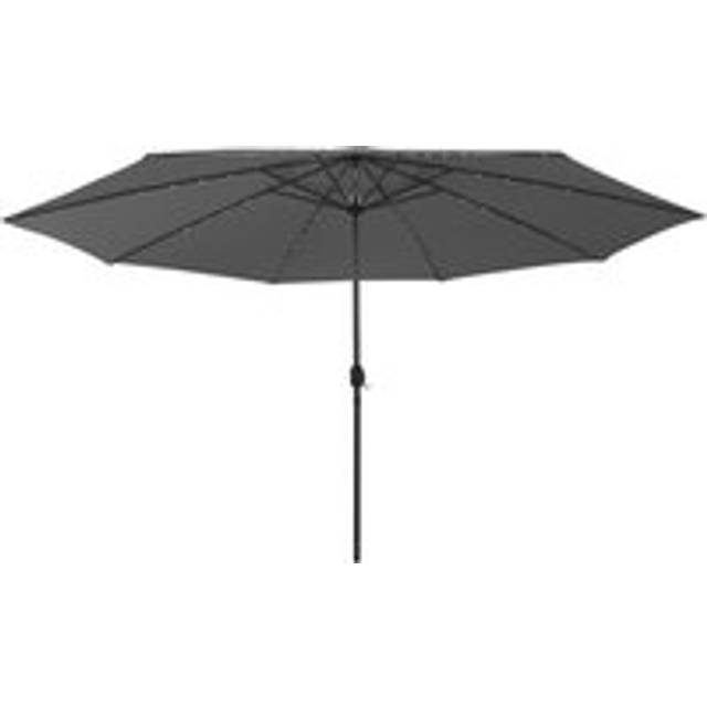 Outdoor Parasol with LED Lights and Metal Pole 400 cm Anthracite - Black - One Size