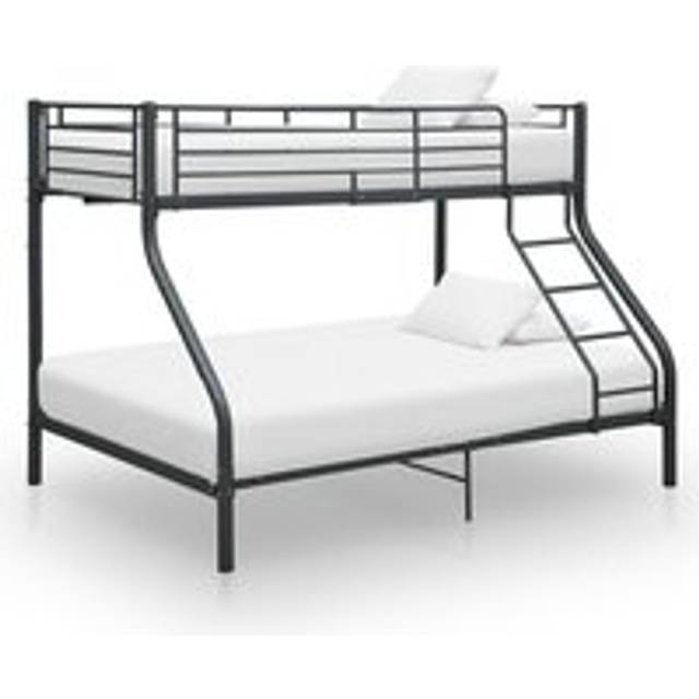 Bunk Bed Frame Black Metal 140x200 cm/90x200 cm - One Size