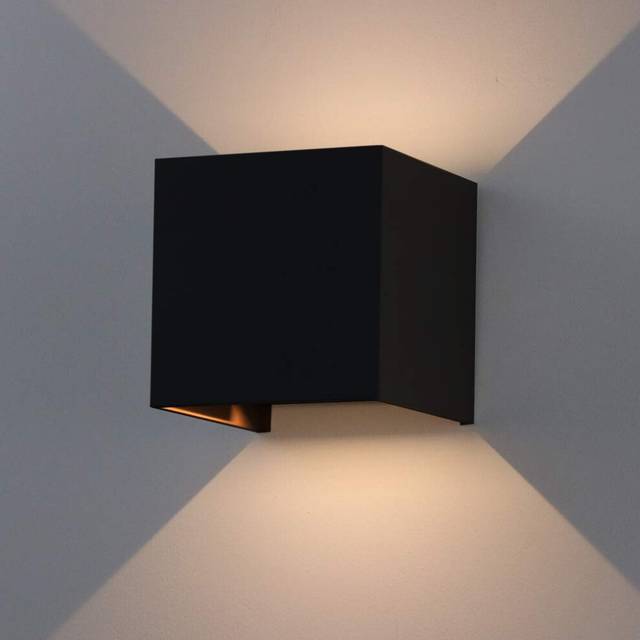 K-Bright 7W Outdoor Wall Light Waterproof IP65 LED Wall Lighting Indoor Outdoor Modern Aluminium Wall Lamp Adjustable Beam Warm White 3000K, Black