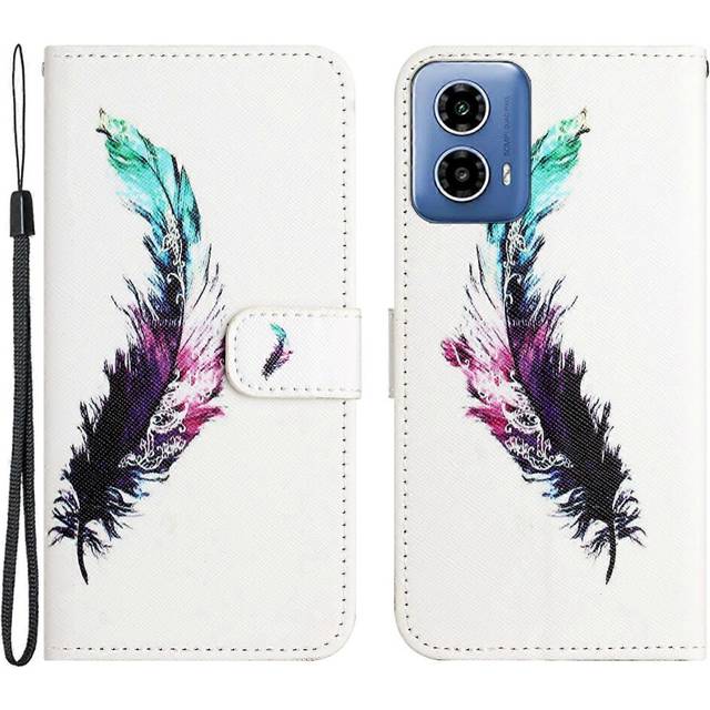 For Motorola Moto G24 4G Leather Case Pattern Printing Cross Texture Phone Wallet Cover