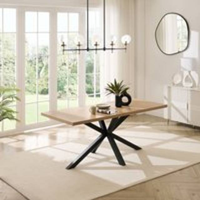 Romano Rectangle Herringbone Wooden Dining Table - Natural - One Size