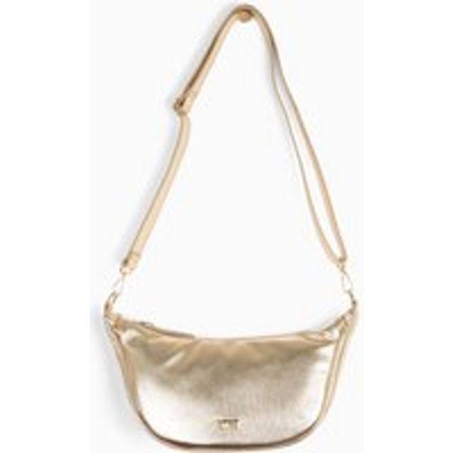 Stevie Half Moon Crossbody Bag - Silver, Metallic Faux Leather - Gold - One Size