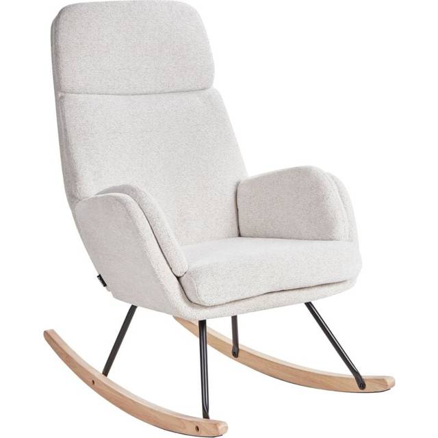 Beliani - Rocking Chair Fabric Polyester Seat Metal Wooden Legs Skates Modern Design Off-White Kvelia