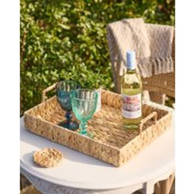Traditional Water Hyacinth Large Rectangular Serving Tray - Natural - One Size