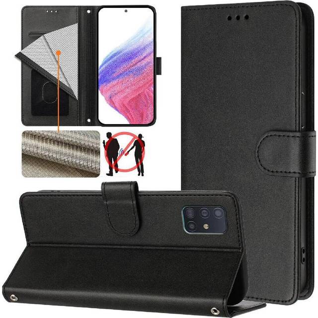 (Black) Classic Style Flip Case for Samsung Galaxy A51 4g Card Holder Wallet Case Magnetic Closure Rfid Blocking Shockproof
