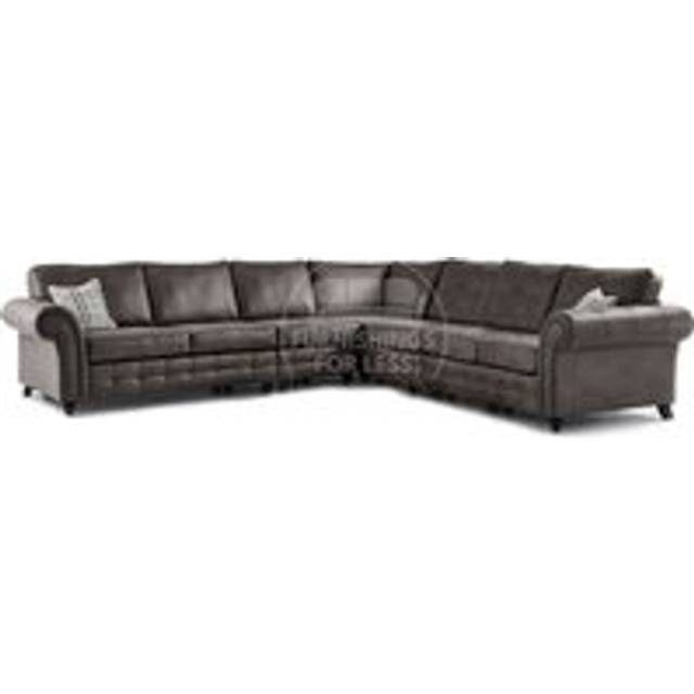 Oakland Charcoal Chesterfield 7 Seater L Shape Large Corner Sofa - One Size