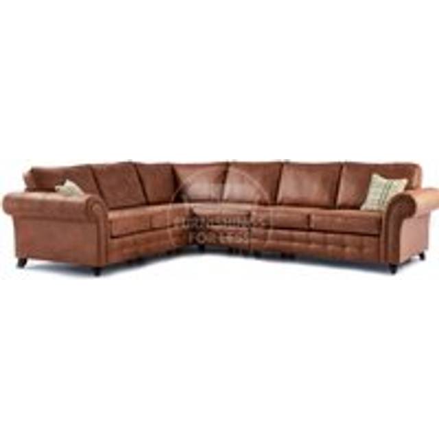 Oakland Tan Chesterfield 6 Seater L Shape Large Corner Sofa - One Size