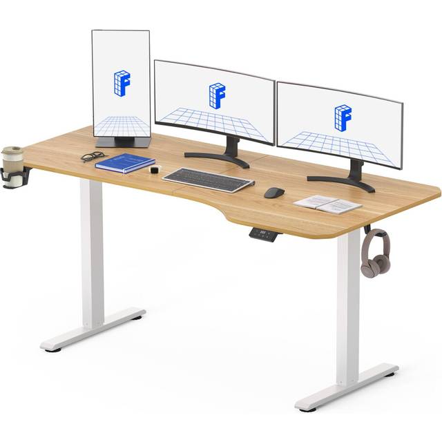 FLEXISPOT 160 * 75cm Lite Electric Standing Desk Height Adjustable Sit Stand Desk Stand Up Desk for Home Office (Maple)