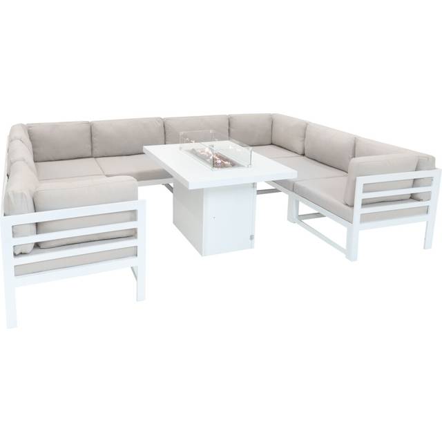 Jardi Modular Garden Furniture Set With Fire Pit - White, White