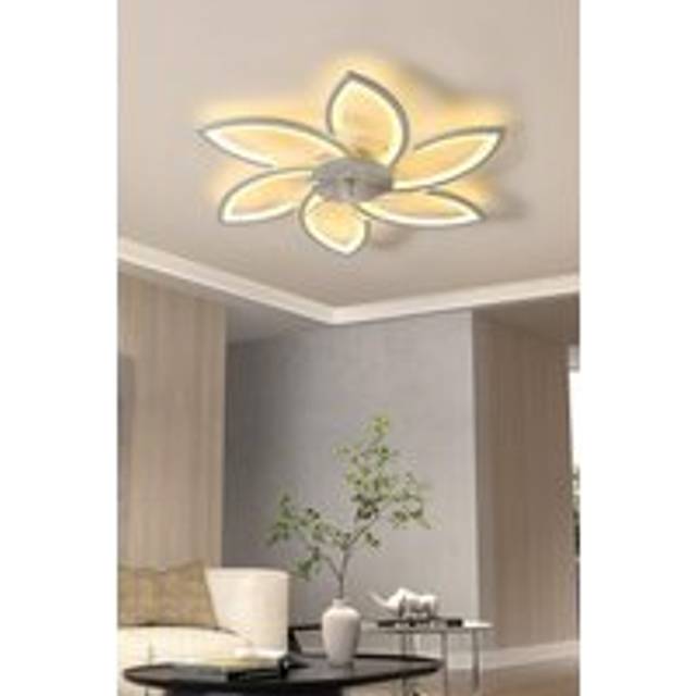 Remote Control Modern Flower Shape Ceiling Fan Light - White - One Size