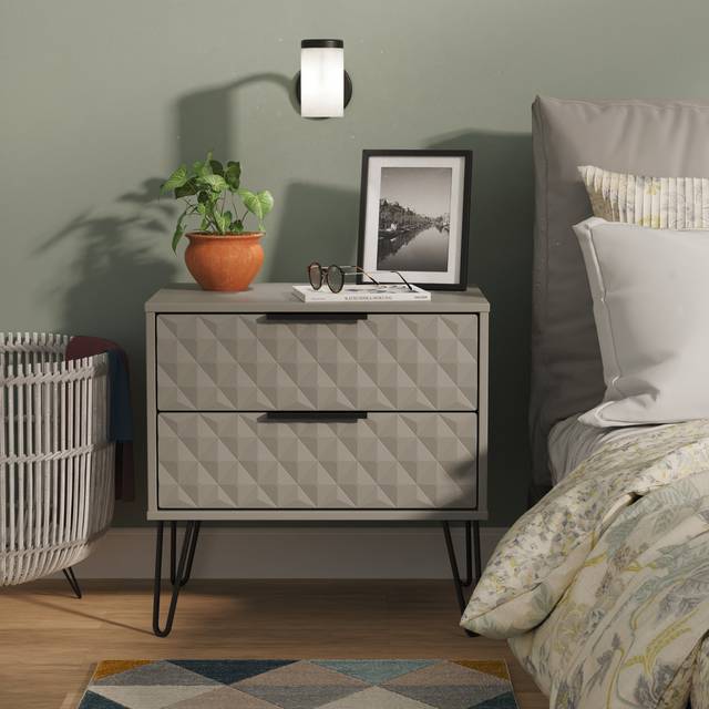 Harlequin 2 Drawer Side Table in Dusk Grey - Ready Assembled - Lewis's Home | TJ Hughes