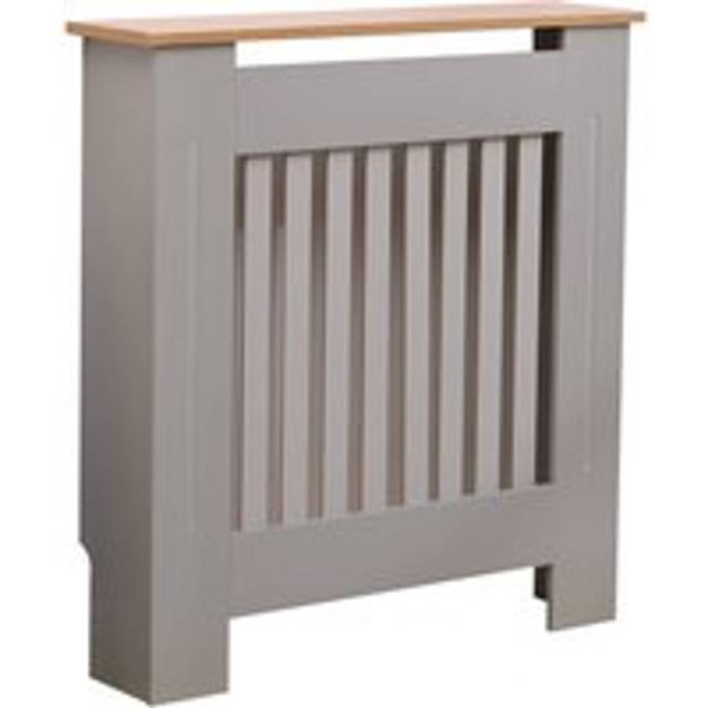 Oypla Small Grey Wooden Slatted Grill Radiator Cover Mdf Cabinet - One Size