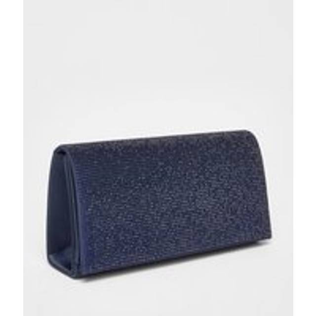 Navy Diamante Embellished Clutch Bag - One Size