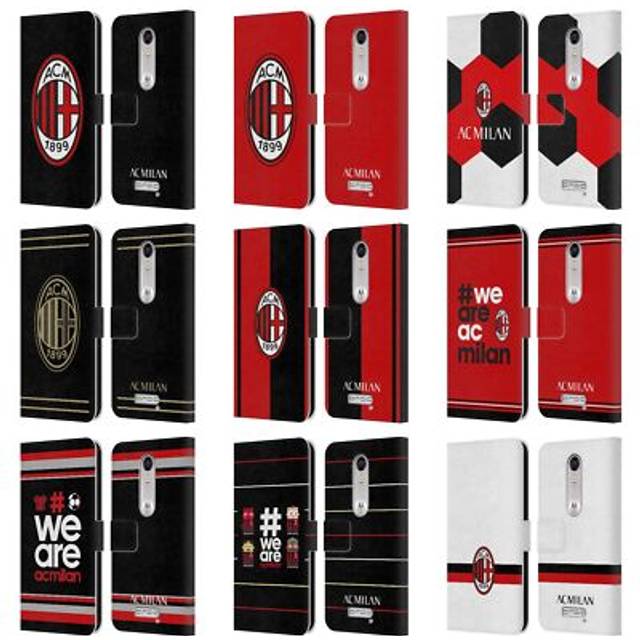 Official ac milan crest leather book wallet case cover for motorola phones 2