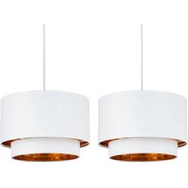 Set of 2 Kozy - White and Gold 30cm Pendant Shades