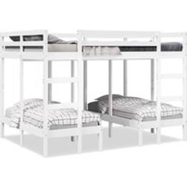 Triple Bunk Bed Frame White 140x200/70x140 cm Solid Wood Pine - One Size