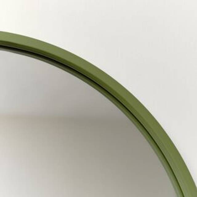 Round Olive Green Wall Mirror 40cm x 40cm Material: Mirrors