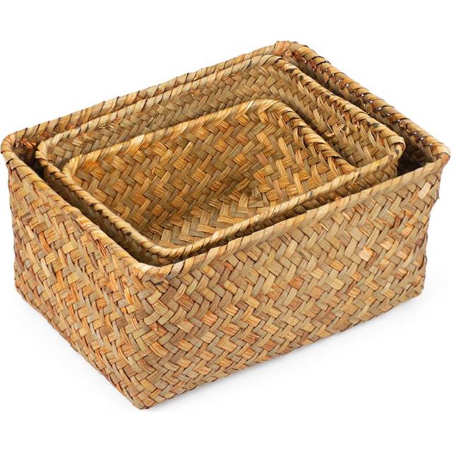 Seagrass Storage Basket, Multisize Handmade Rattan Shelf Baskets & Home Bins for Decoration