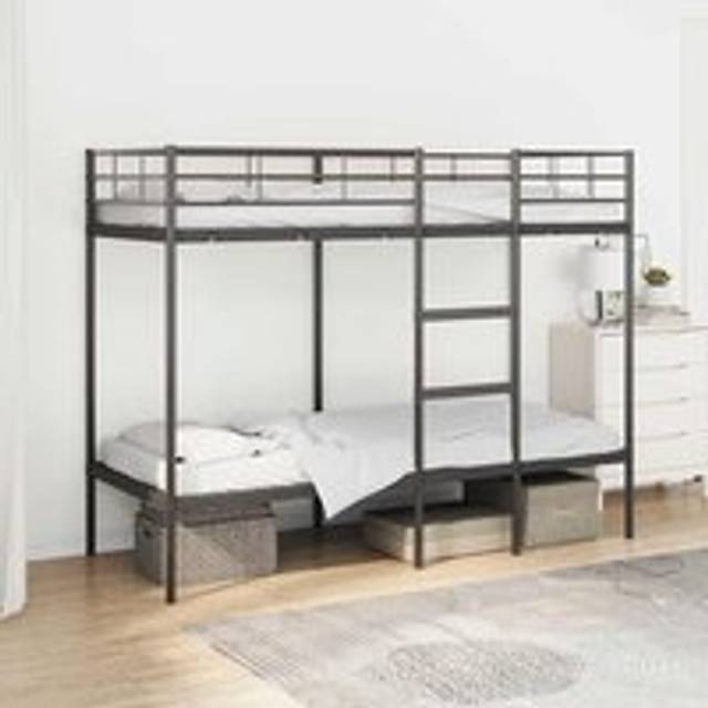 Bunk Bed without Mattress Black 75x190 cm Small Single Steel - One Size