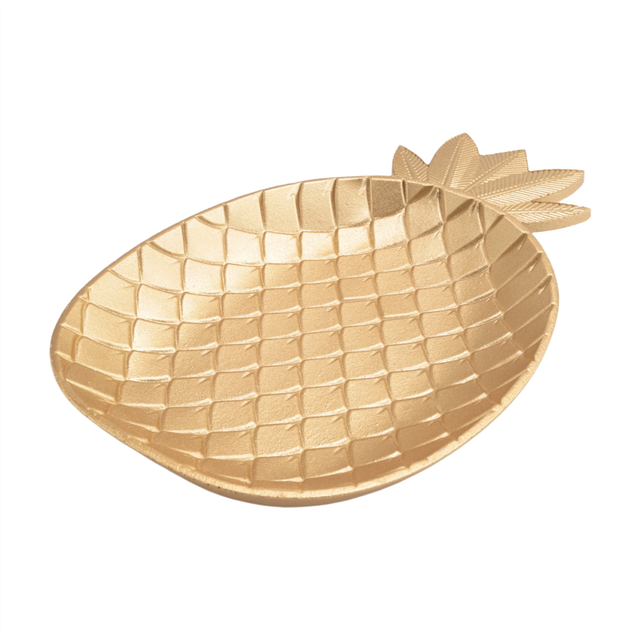 Nordic Decorative Tray Gold Pineapple Shape Serving Jewelry Pallet Fruit Snack Dish Table Storage Organizer (Small)