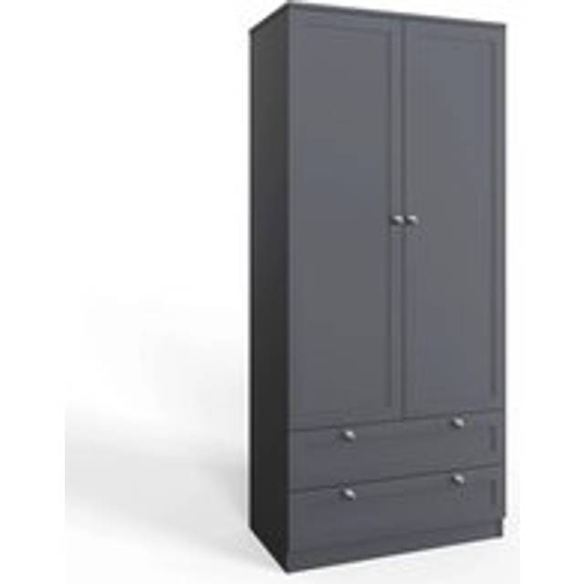 Dark Matt Grey 2 Door With 2 Drawers Wardrobe - One Size