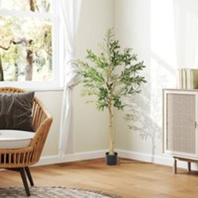 HOMCOM Indoor Artificial Plant - Faux Potted Silk Olive Tree - 150cm | TJ Hughes