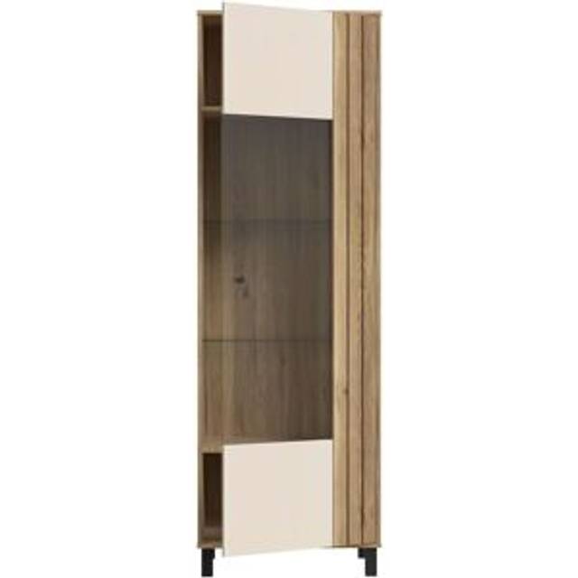 Grafton Glass Door Display Cabinet In Cream And Oak, Cream
