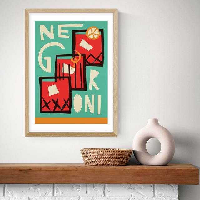 East End Prints Negroni Oak Frame Art Print - A2