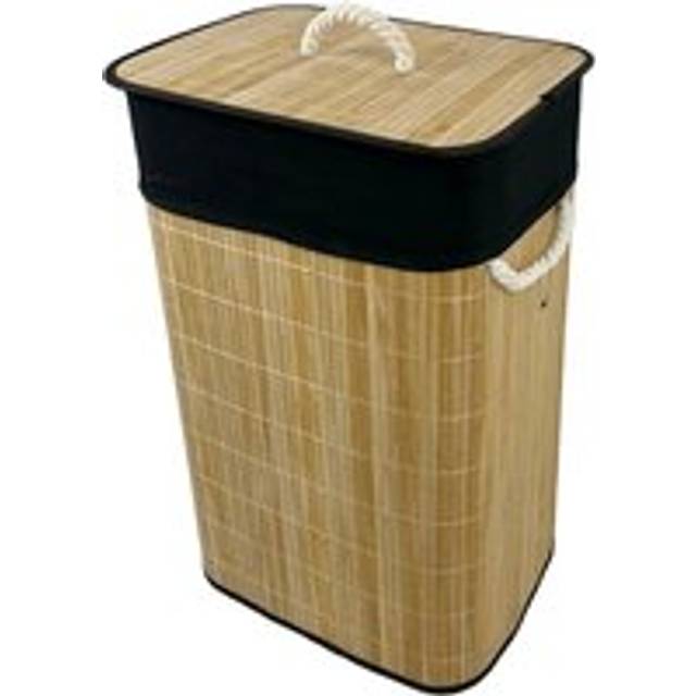 Bamboo Laundry Basket with Lid 72L Folding Washing Clothes Bin Hamper