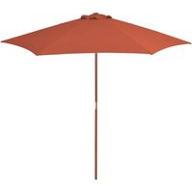 Outdoor Parasol with Wooden Pole 270 cm Terracotta - Brown - One Size