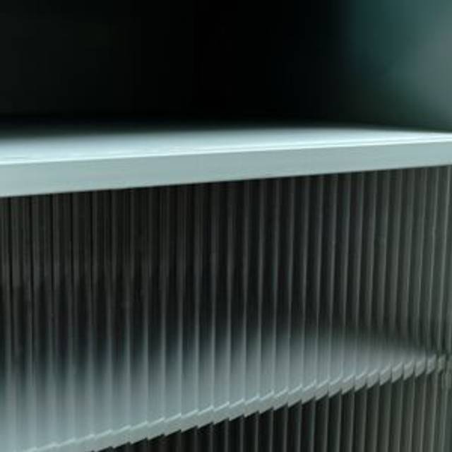 Pale Blue Reeded Glass Bedside Table Material: Furniture/Bedside Tables