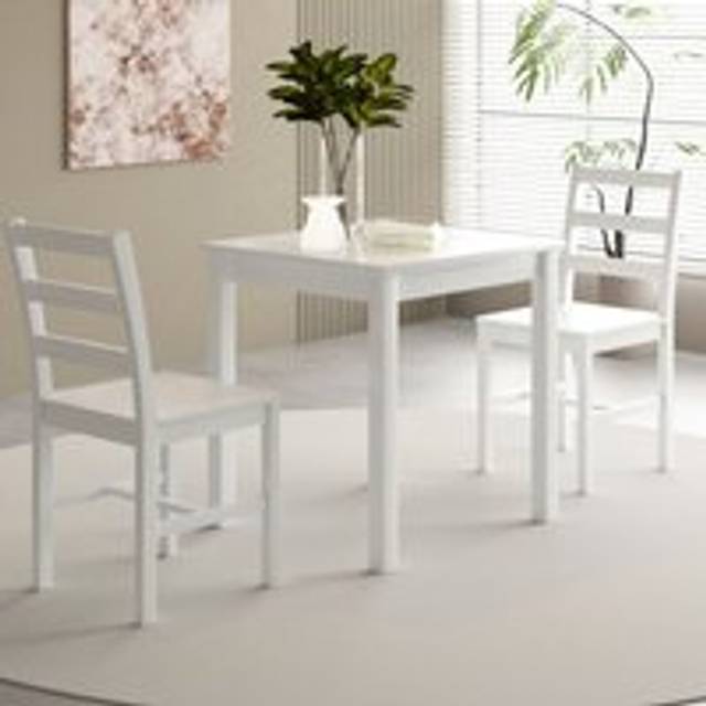 3 Piece Wooden Dining Set White - One Size
