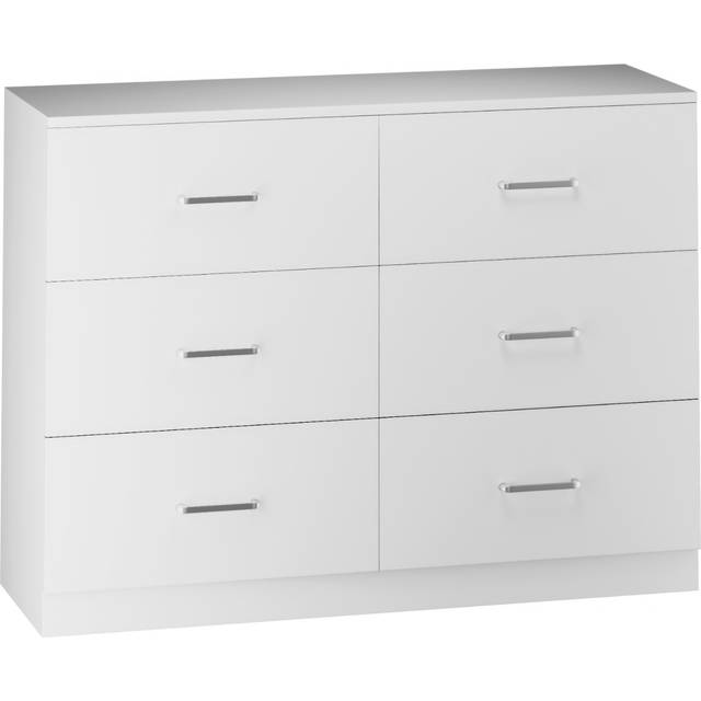Dakota 6 drawer chest white metal handles and drawer runners