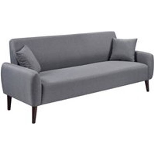 Grey Linen Fabric 3 Seat Sofa - One Size