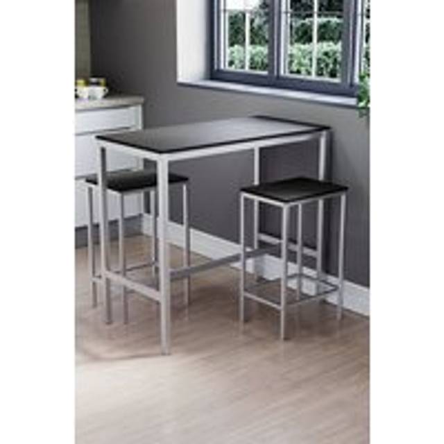 Vida Designs Roslyn 2 Seater Bar Table Stools Kitchen Dining Furniture - Black - One Size