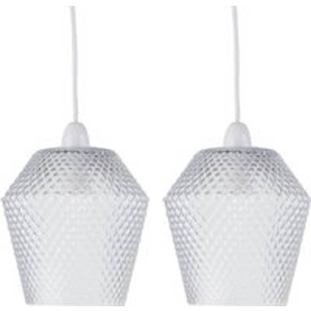 Set of 2 Porter - Clear Textured Glass Easy Fit Pendant Shades