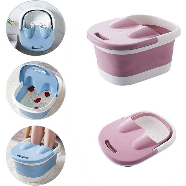 Foot Soaking Bath Tub Basin Tools Foot Spa Foldable Footbath Tub Plastic/Rubber Foldable Bucket Large Foot Soaking Tub bucket  (Pink)