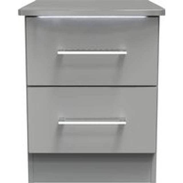 Paris Bedside Table Grey 2 Drawers 40cm