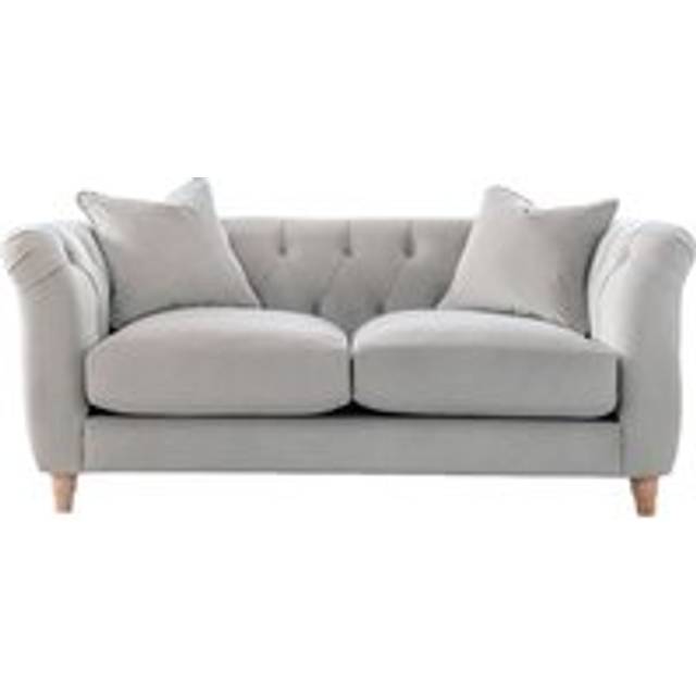 Elsie Plush Velvet Chesterfield Chalk 2 Seater Sofa - Light Grey