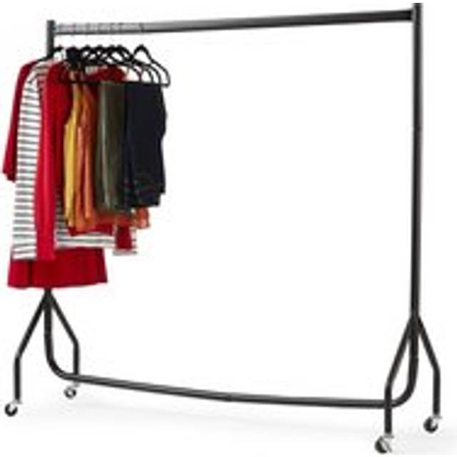 Heavy Duty Clothes Rail 4ft Long x 5ft Tall Black Quality Metal Stand Rack - One Size